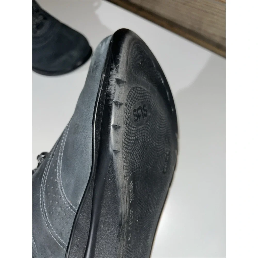 SAS Walk Easy Nero Black Nubuck Suede Walking Shoes - Womens Size US 9.5 M